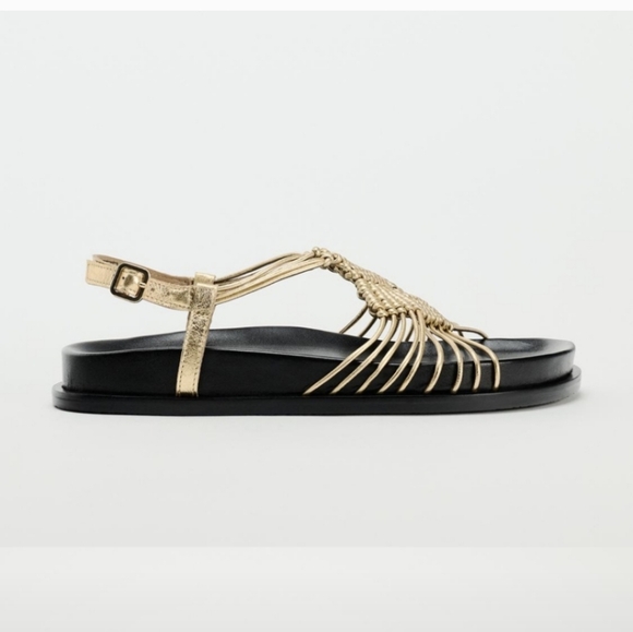 Zara Shoes - ZARA METALLIC LEATHER SANDALS